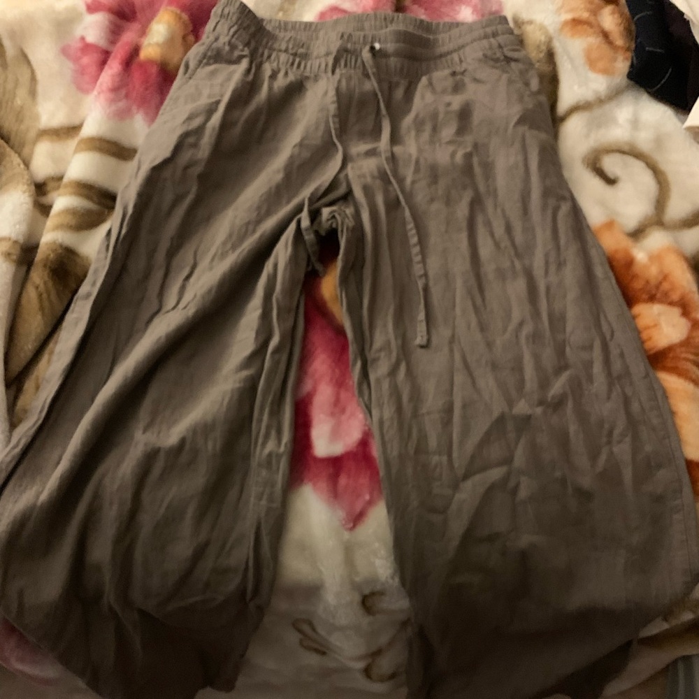brown paper bag wide leg pants